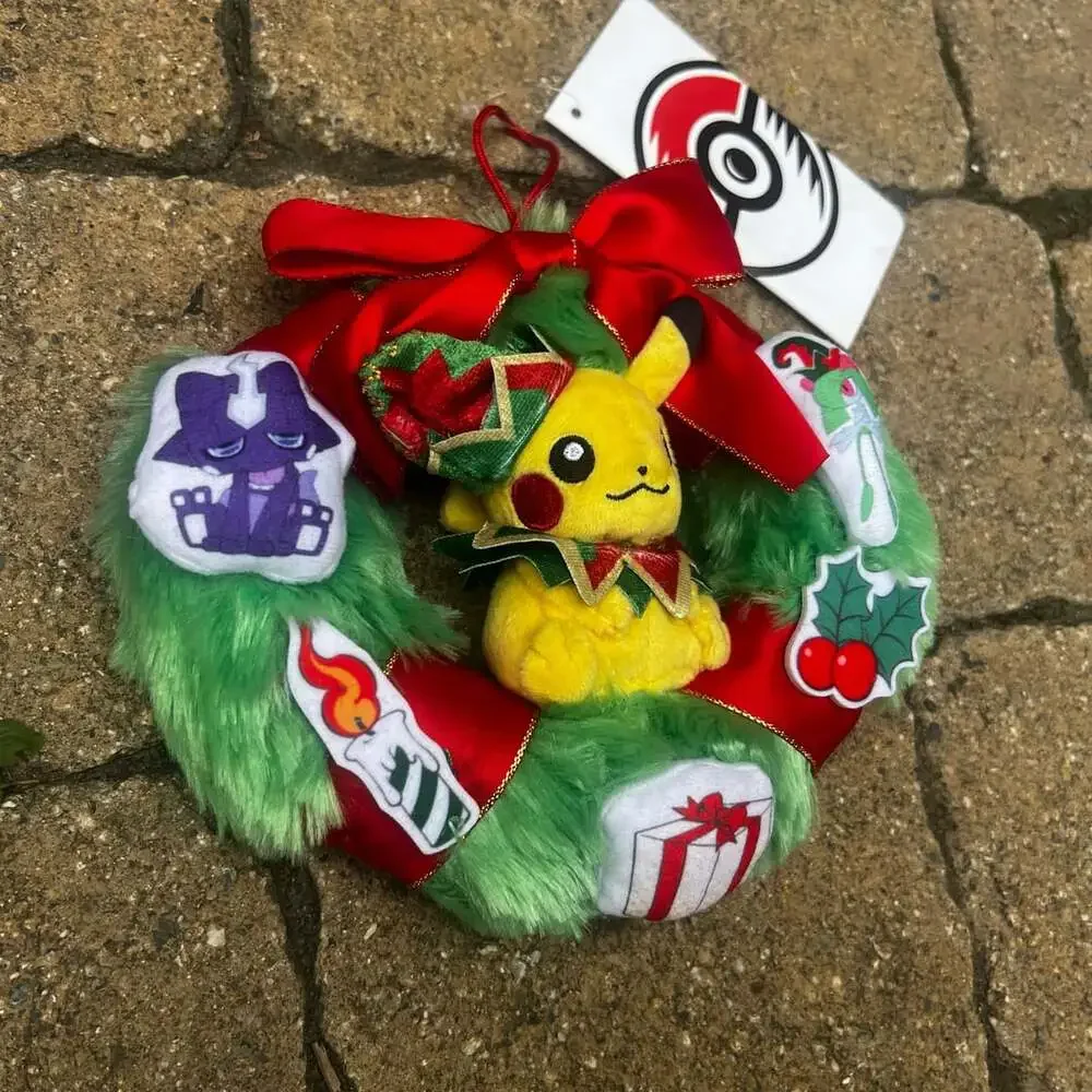 Pokemon Center Holiday Workshop Pikachu Christmas Wreath Plush 6 3/4”